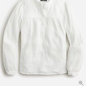 J. Crew Women's White Fresco Soft Gauze Long Sleeve Size XL
